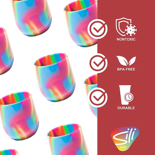 Silipint® 12oz. Hippie Hops & Arctic Sky Silicone Stemless Wine Glasses, 4ct.